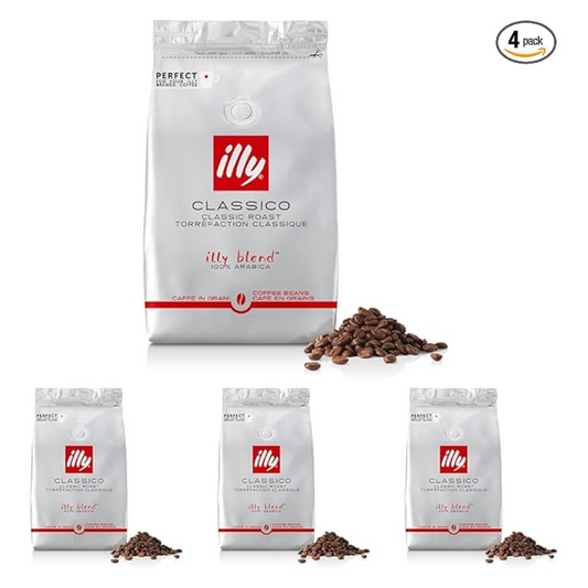 Illy (Italy) Classico Coffee Beans 100% Arabica Coffee Beans Pack of 4, 500gm