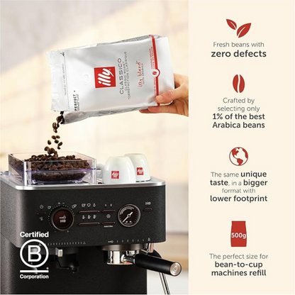 Illy (Italy) Classico Coffee Beans 100% Arabica Coffee Beans Pack of 4, 500gm