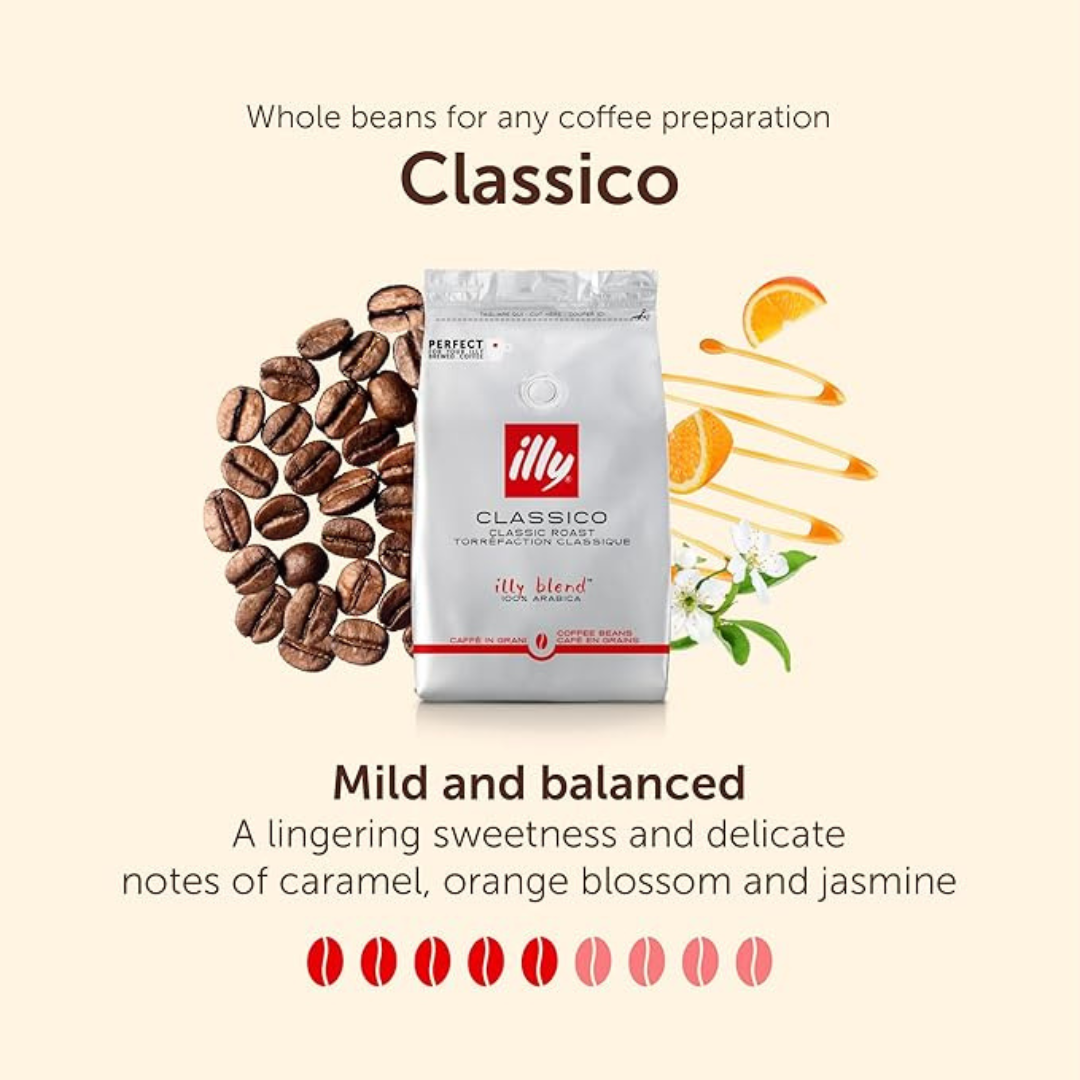 Illy (Italy) Classico Coffee Beans 100% Arabica Coffee Beans Pack of 4, 500gm