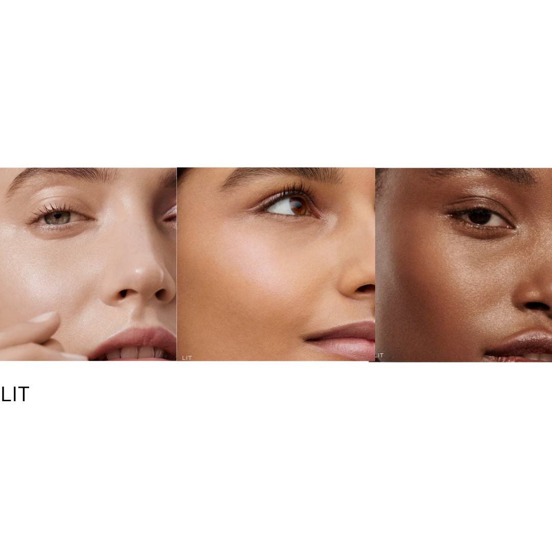 Three faces with different skin tones displayed side by side on a white background.