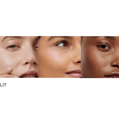 Three faces with different skin tones displayed side by side on a white background.